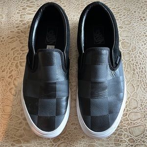 Vans leather slip ons
